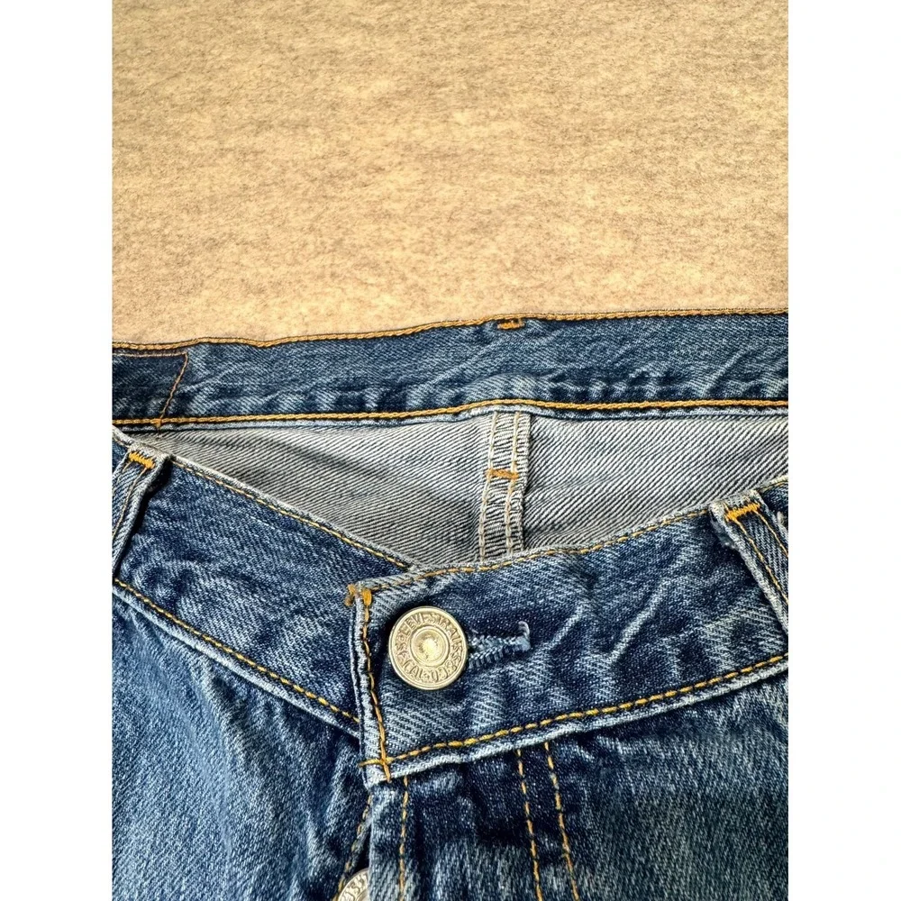 Levis 501 Jeans Mens 36x34 Blue Whiskering Denim Cotton Straight‎ Leg Button Fly
